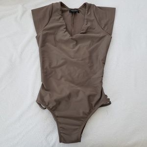 Bathing suit one piece v-neck TAN
